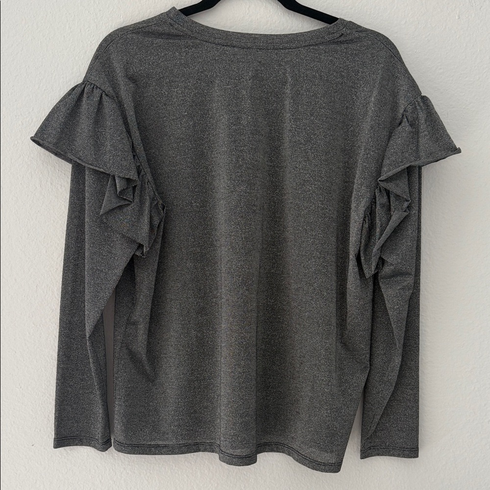 Chic Gray Ruffle Sleeve Blouse - Picture 7 of 8